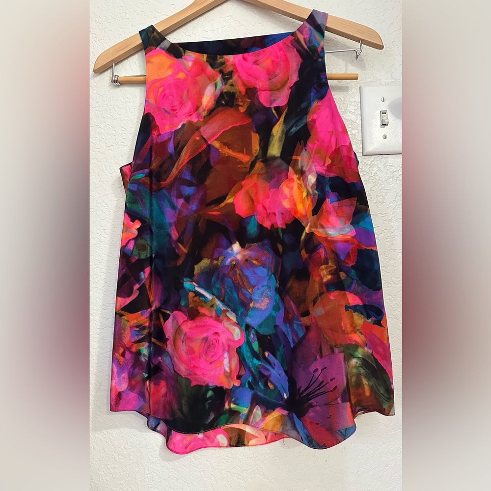Vibrant Multicolor Floral Amanda Uprichard silk  top